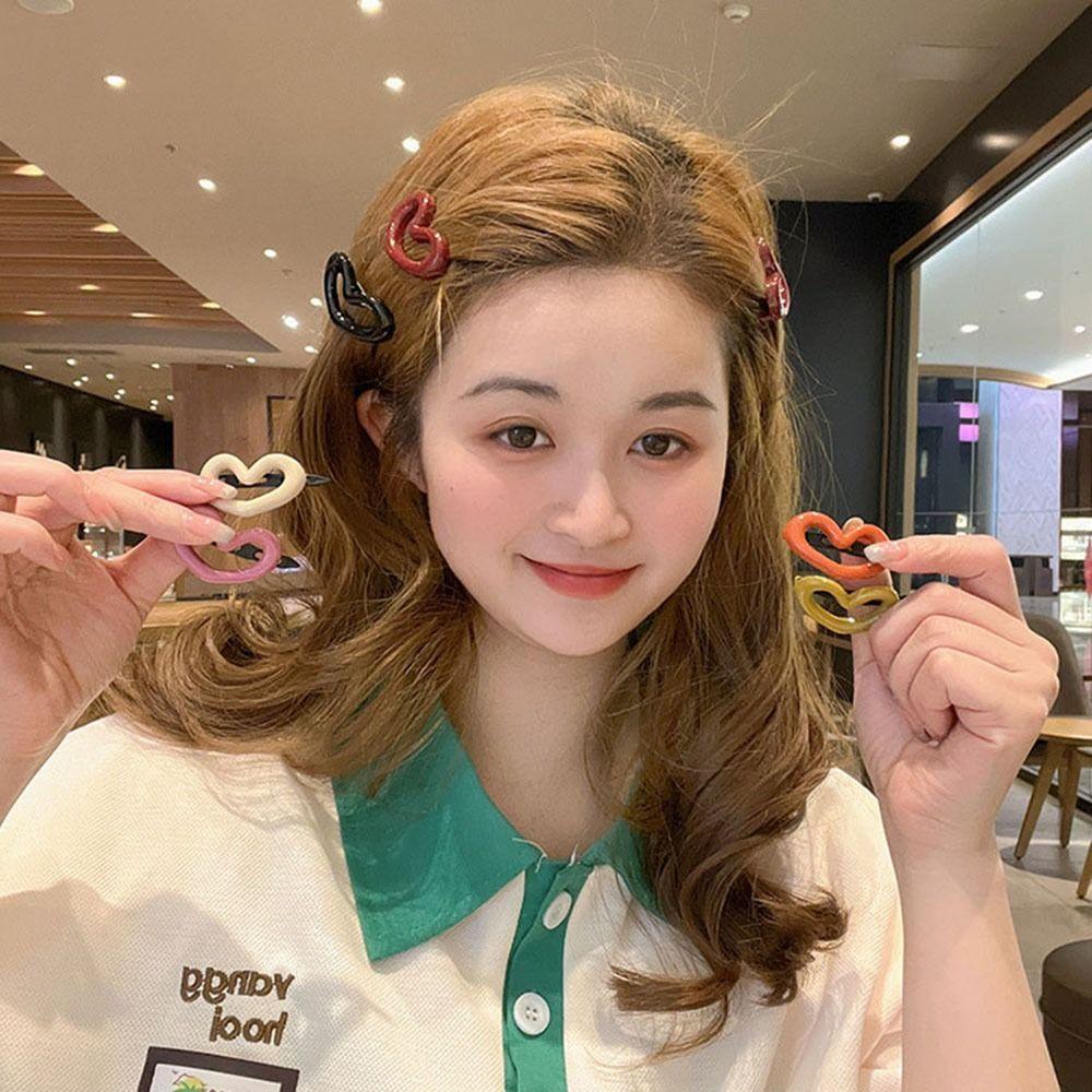Side Clip Bangs Clip Hair Accessories Love Heart Hair Clip Korean Style Hairpin Y2K Hair Barrettes