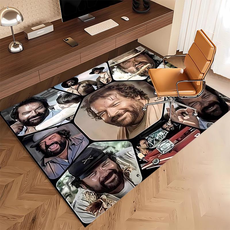 1pc Terence Hill and Bud Spencer Print Area Rug - Soft, Washable Non-Slip Indoor Mat, Living Room, Home Office Decorative Rug,Office Decorative