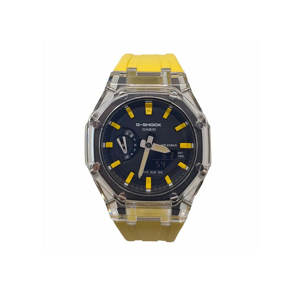 Casio Мужские часы с ЖК-дисплеем и аналоговым двойным дисплеем Серия Black GA-2100-1A1(Watch3--)