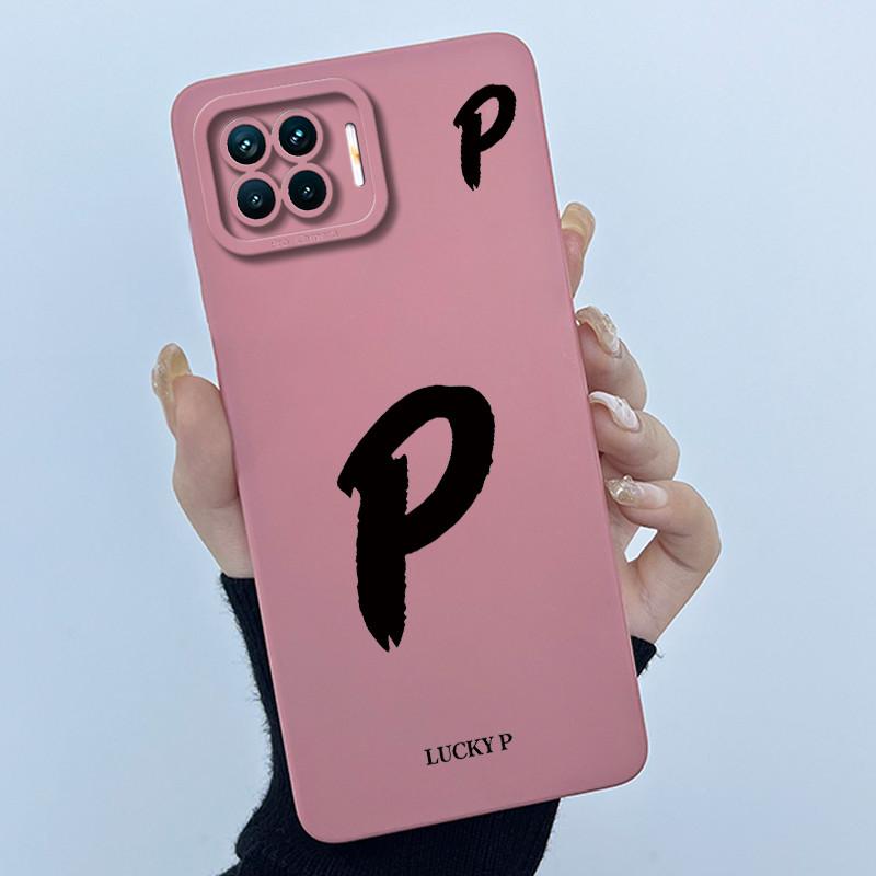 For OPPO F17 Oppo F17 Pro Case Oppo A73 A93 Reno 4F Back Cover TPU Silicon Lucky Initial Letter Couples Phone Bumper Soft Case
