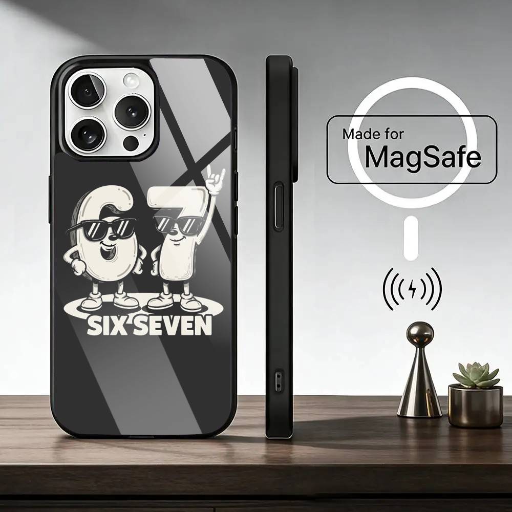 67 Six-S-Seven Чехол для телефона для iPhone17,16,15,14,13,12,11 Plus,Pro Магнитный для Magsafe Беспроводная зарядка