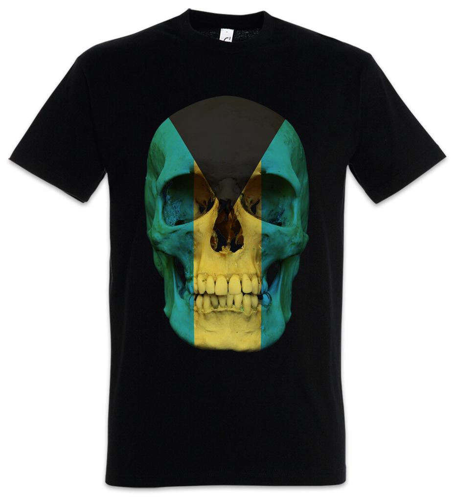 CLASSIC BAHAMAS SKULL FLAG T-Shirt Mens Womens Tees Top - Schädel Banner Fahne Biker MC