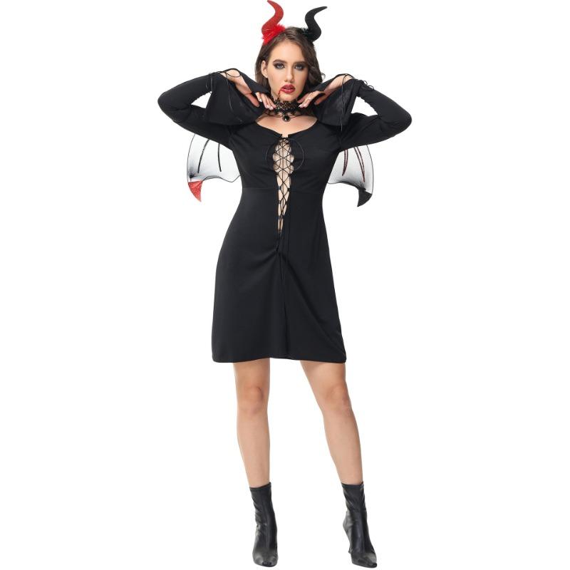 Halloween Sexy Hollow Straps Witch Dress Little Demon Adult Dress Up