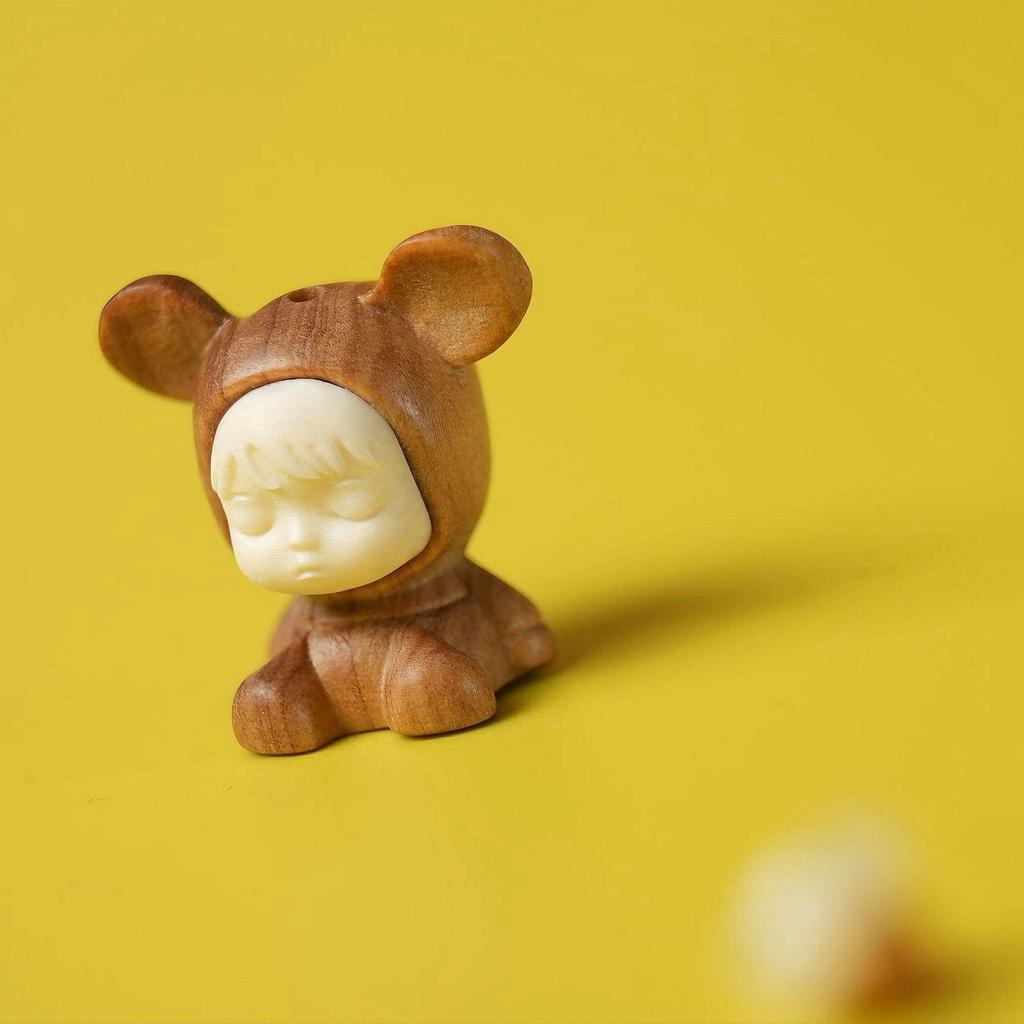 Майсурский сандал Инкрустированный Изысканные китайские аксессуары для мороженого Лев и Медведь