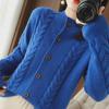 Women's V-Neck Sweater Jacket - Thick Knit Cardigan for Spring and Autumn 2024