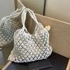 Hand-Woven Bag Women Handmade Hollow Handbag Female Shoulder Bag Big Capacity Summer Casual Travel Beach Tote Purse