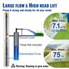 Deep Well Submersible Pump Stainless Steel Water Pump 750W 230V 7.1 m³/h