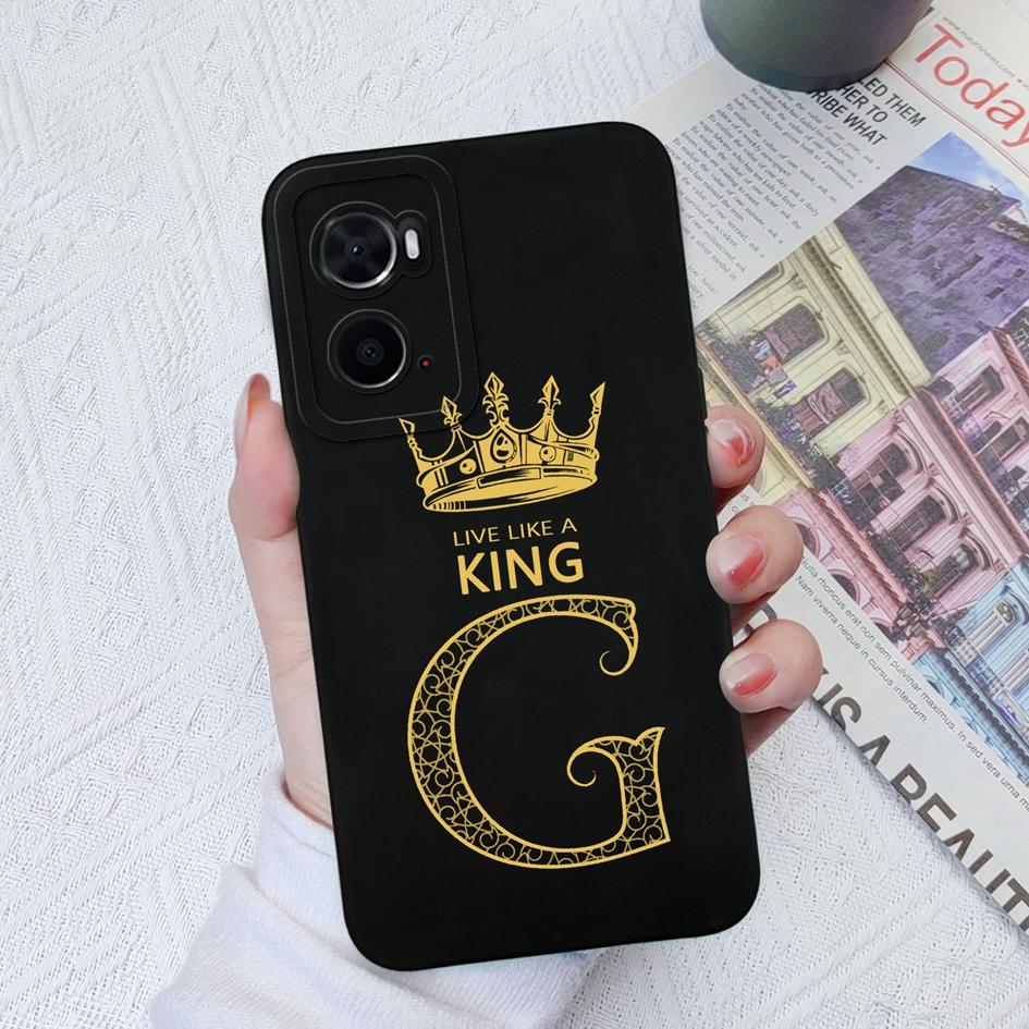 Для OPPO A96 4G 5G A7N A8 A9X A93S A94 A95 Чехол Роскошная Корона Противоударная Защитная пленка для экрана Матовые буквы Мягкий жидкий силикон для бампера OPPO