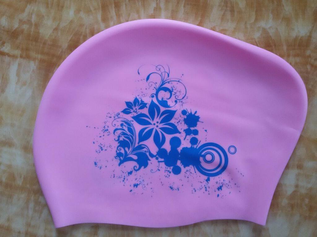 Женская силиконовая шапочка для плавания - длинные волосы, градиентный цвет, защита ушей