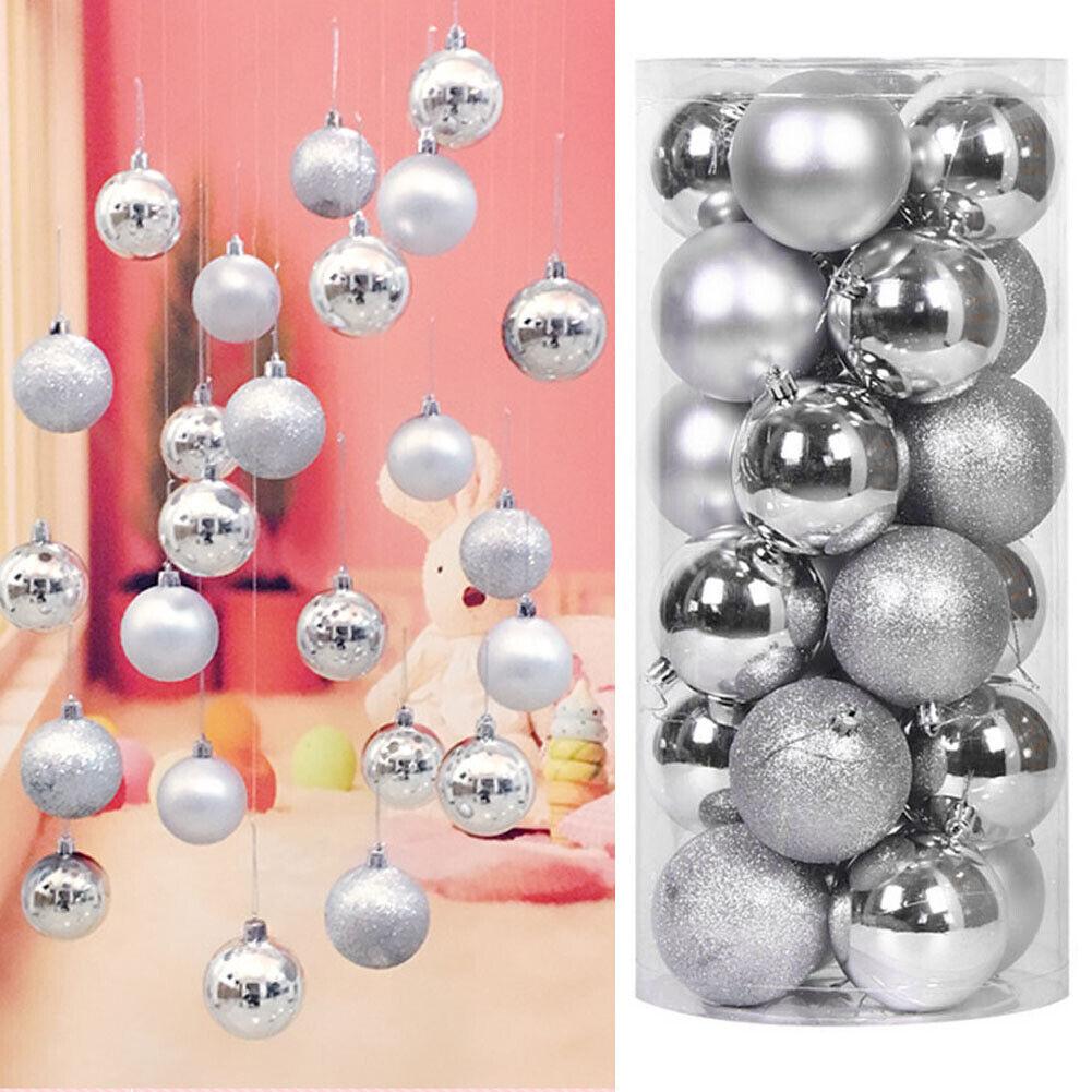 8 СМ 24 ШТ. Рождественские Подвесные Шаровые Украшения Небьющиеся Рождественские Елочные Украшения Комплект Рождественские Украшения Шары для Праздника Свадьбы Декор