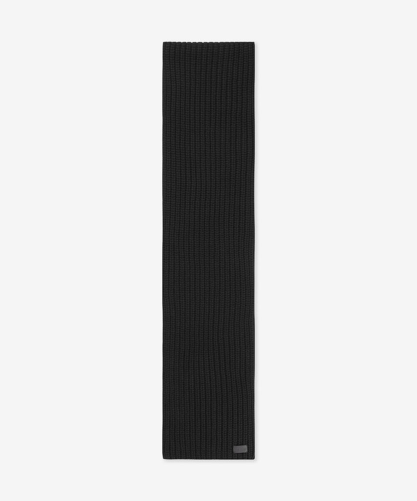 SAINT LAURENT Logo Patch Knit Scarf - Black / 7991463Yr611000
