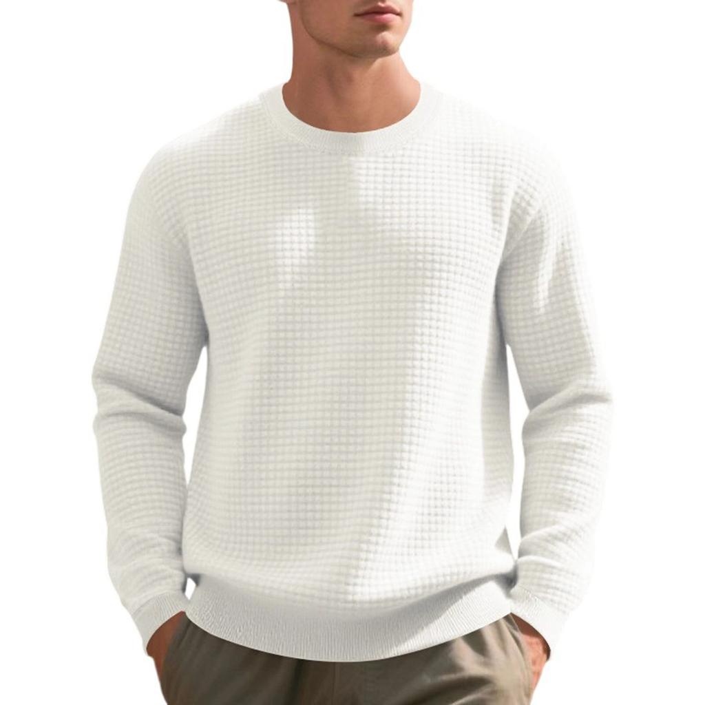 Men Lightweight Long Sleeve Pullover Solid Color Casual Loose Fall Winter Clothing