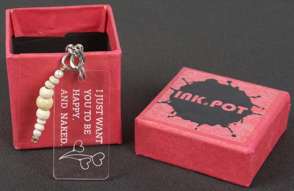 Inkdotpot Забавный брелок, Я просто люблю быть счастливым Акриловый гравированный брелок, новинка на годовщину