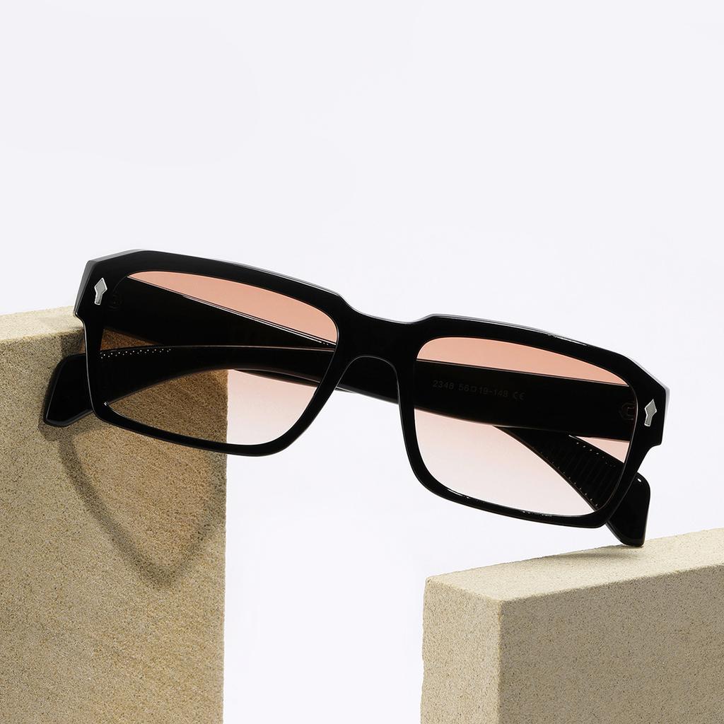 Квадратные очки 2348 Узкая оправа прямоугольные ретро солнцезащитные очки женские Ins Rivet мужские солнцезащитные очки