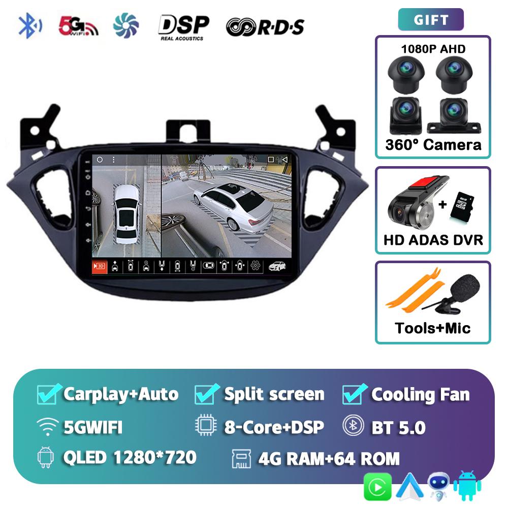 Android 14 Carplay Auto для Opel Corsa 2015-2019 для Opel Adam 2013-2016 автомобильный радиоприемник GPS мультимедийный проигрыватель DSP стерео 2din 2 Din