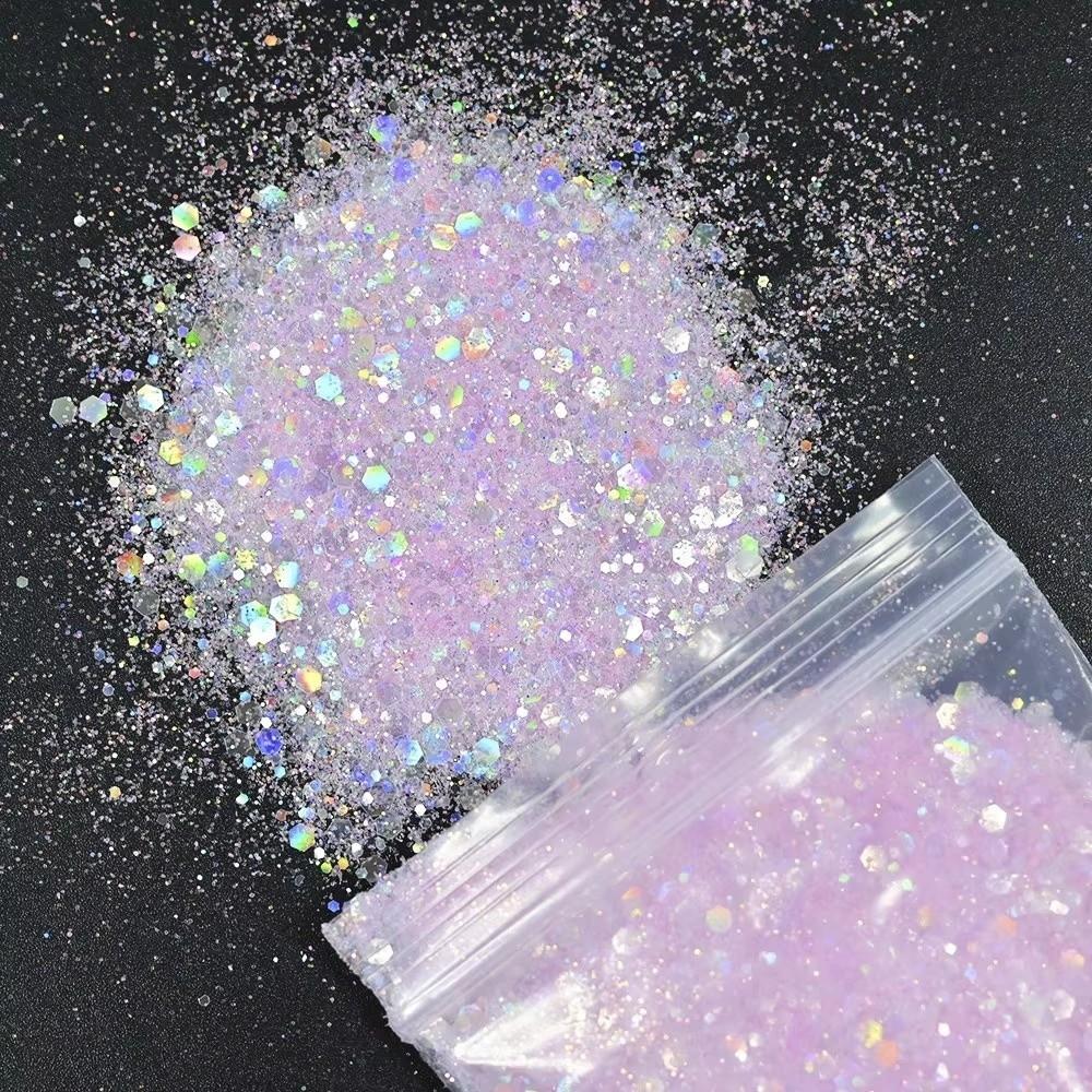 50G Holographic Nail Diamond Glitter Sequins Hexagon Holographic Glitter Polish Decoration