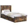 Bed Frame with Storage and Headboard Smoked Oak