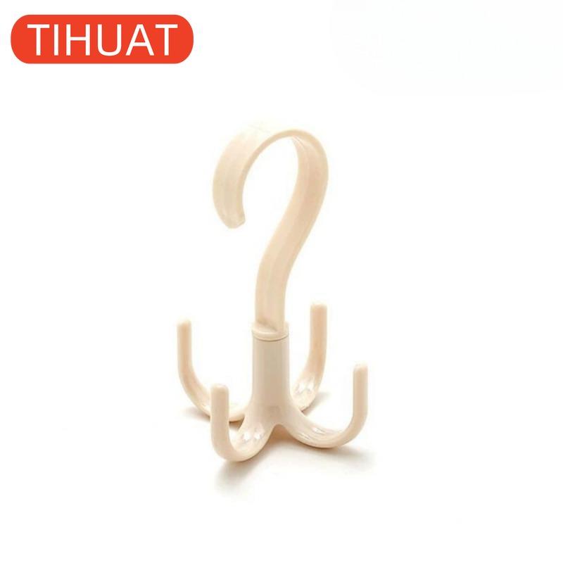 4 Hooks Neck Tie Holder Space Saving Bag Clothes Ties Holder Bag Shelf Clothes Hanger Shoe Rack 360 Degree Rotating Belt Closet