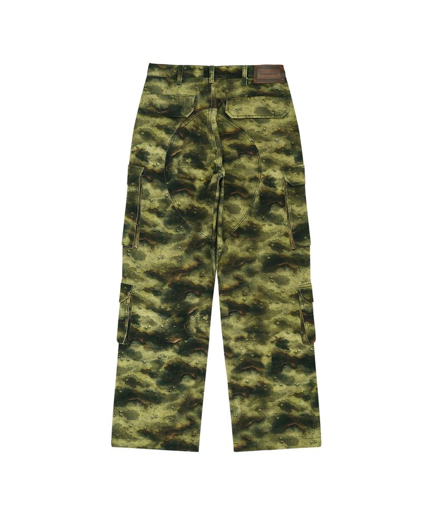 ADSB ANDERSSON BELL Unisex Burnout Camouflage-Printed Cargo Jeans Apa907U(Green)