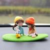 Anime Sisters For Car Ornament Model Cute Sitting Girls Figure Auto Interior Decoration Pink Dashboard Figurine Accessories Gift