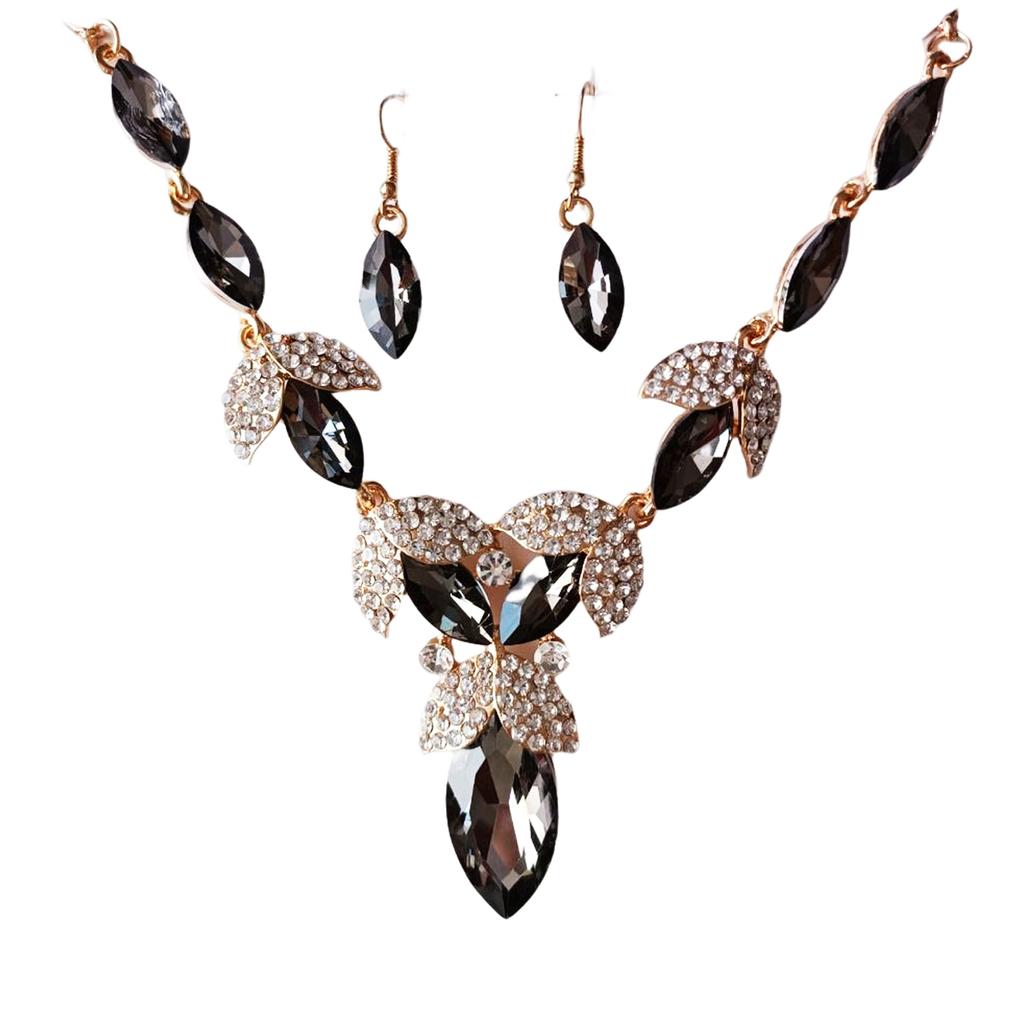 Les Trésors De Lily [R7365] - 'Sissi' Grey White Designer Set (necklace + Buckles) - Pattern 12x5cm