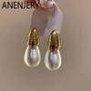 ANENJERY Золотисто-серебристые матовые серьги-капли воды для женщин French Ins Temperament Jewelry Оптовая вечеринка