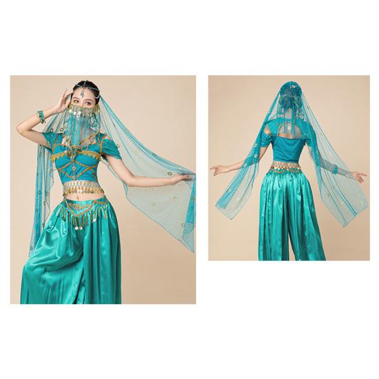 Индийский танец вуаль сетка с горячим тиснением цветы костюм реквизит взрослые дети многоразовые выступления фестивали вечеринки взрослый костюм вуаль