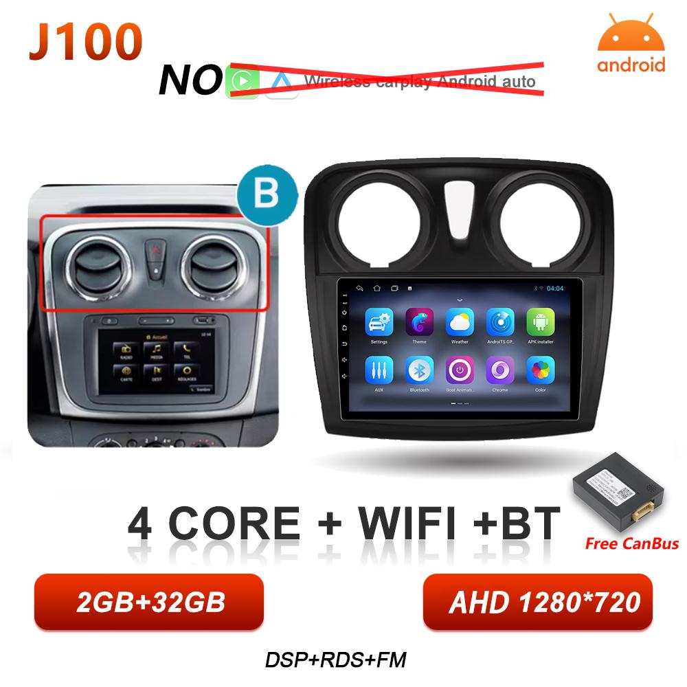 Android 16 Auto Car Radio For Renault Logan Sandero 2 2012 - 2019 Wireless Carplay Multimedia Player GPS Navigation DSP 5G Wifi