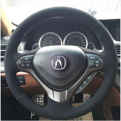 Для Acura RDX 2013-2017 ILX 2012- ZDX TL 2009-2012 Черная противоскользящая крышка рулевого колеса автомобиля из замши, с ручной прошивкой