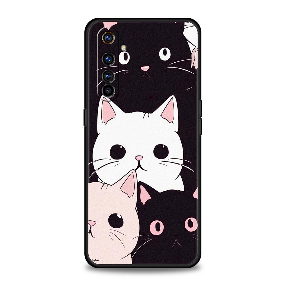 Милый Чехол для Телефона с Кошкой Для Realme 12 11 10 9 8 5G 7 6 GT5 GT3 GT2 Pro Plus C21 C11 C25 C35 Для Realme GT Neo 2 3 3T Мягкий 5 Чехол