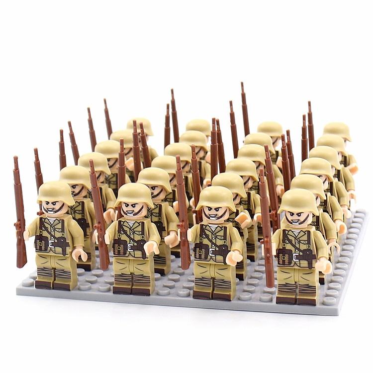 24PCS/SET World War II Military Soldiers Rifle Weapons Gun Figures Parts Blocks Assembly DIY Model Building Kits Toys