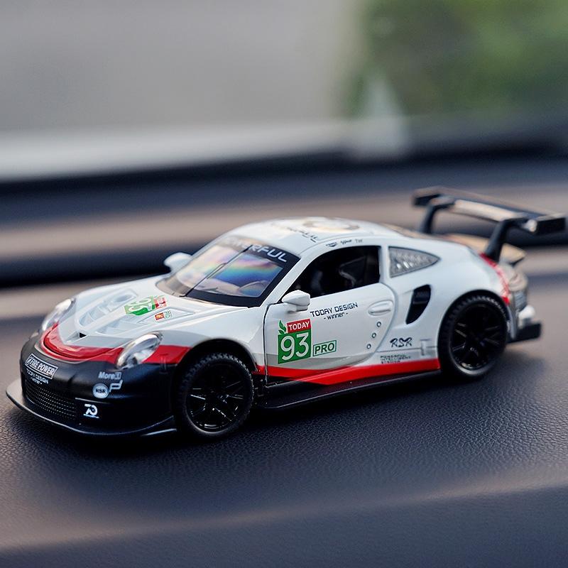 Porsche 911 GT3 RSR Match Version Моделирование Литые игрушечные машинки Звуки и свет Инерционный автомобиль 1:32 Сплавная Модель Суперкара
