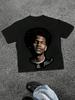 Мужская футболка с графическим принтом 'Портрет и подпись' Streetwear Hip Hop 100% Хлопок Стильная Повседневная Футболка с коротким рукавом