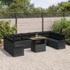 VidaXL Ensemble de canapé de jardin 11 pcs Noir Poly rotin, Canapé extérieur 5 places, mobilier en rattan, assise modulable, 3358123