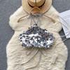 Beachwear Silver Sequin Camisole Short Women's Lace-Up Vest Design Glitter Tank Top  Vacation