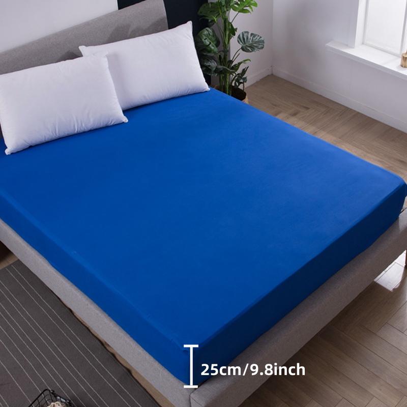 Solid Color Fitted Sheet Breathable Bedsheet Mattress Protective Cover Soft Bedding Non-slip Bed Cover Suitable for Home Master Bedroom Guest Bedroom