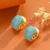 Винтажные лаконичные серьги-кольца с инкрустацией синтетической бирюзой для женщин, богемный стиль, позолоченные, праздничные ювелирные аксессуары, подарок