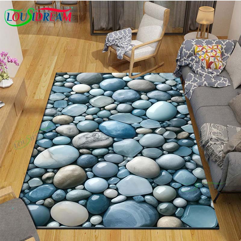3D Funny Pebble Decor Carpet for Outdoor Balcony Garden Coffee Table Bedroom Area Rugs Kitchen Un-slip Floor Mat Alfombra Gift