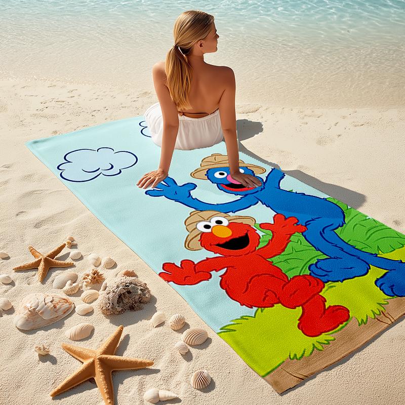 Sesame Street beach towel Outdoor camping Beach towel for vacation swim Outdoor pool Absorbent bath towel