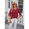 Solid Colour Round Neck Five-quarter Sleeve Short Sleeve,loose Chiffon Shirt Tops for Women