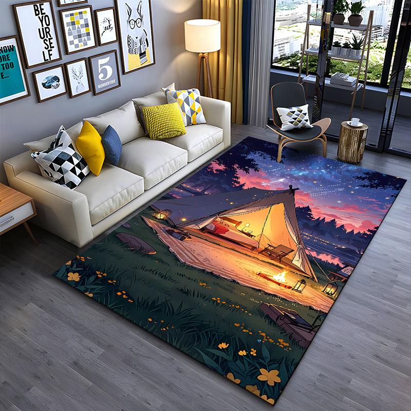 Cozy Tent Under Starry Sky suitable as a non-slip mat for the living room or bedroom sofa