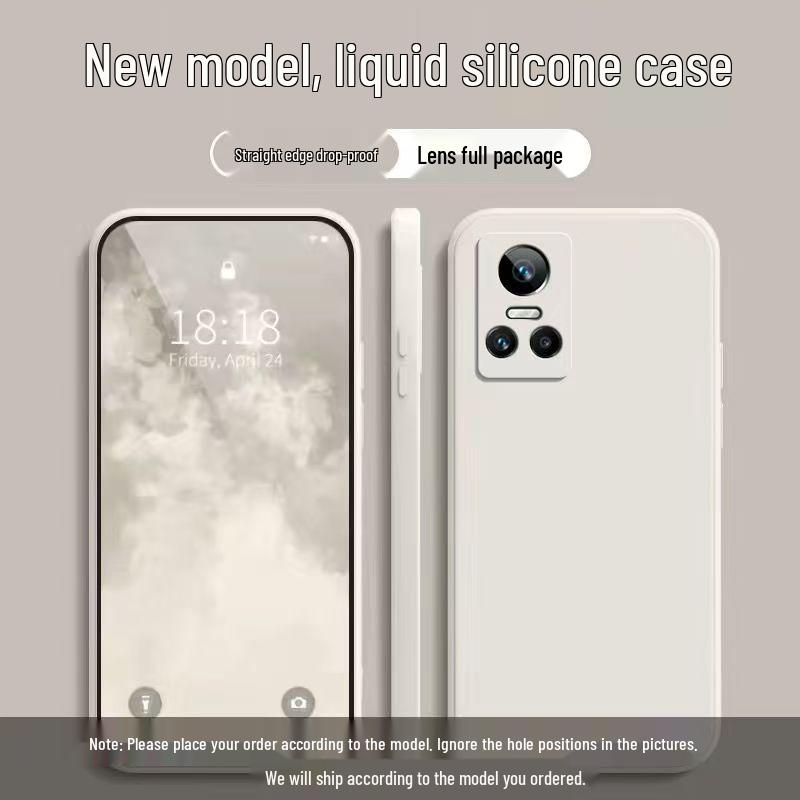 Realme GT Neo 3 Чехол-кубик Рубика однотонный Жидкий чехол - Полное покрытие Защита от падений Мягкий чехол