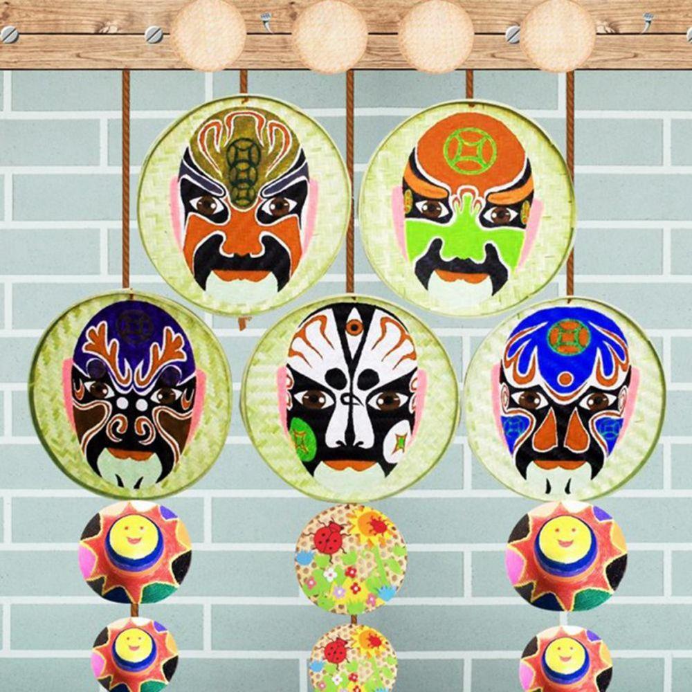 Decorative Handmade DIY Wicker Woven Sieve Bamboo Raft Round Dustpan Bamboo Basket Decor Ornaments