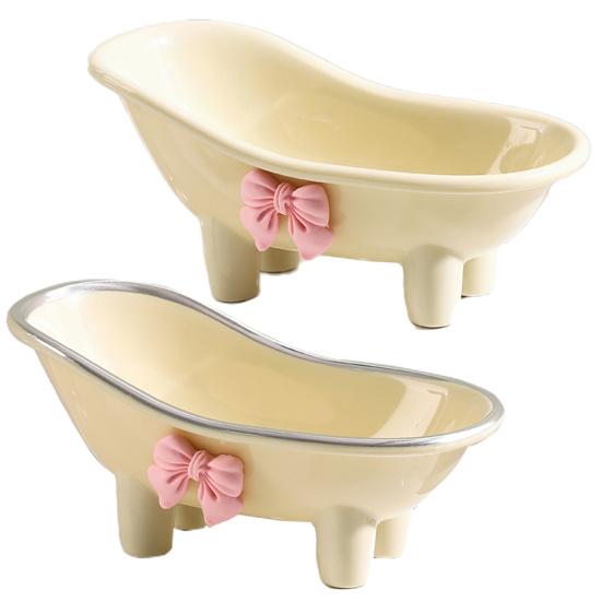 Коробка для мыла со сливными отверстиями. Высокая прочность. Конструкция с бантом. Легко моется. Контейнер для мыла в форме ванны в форме ванны.