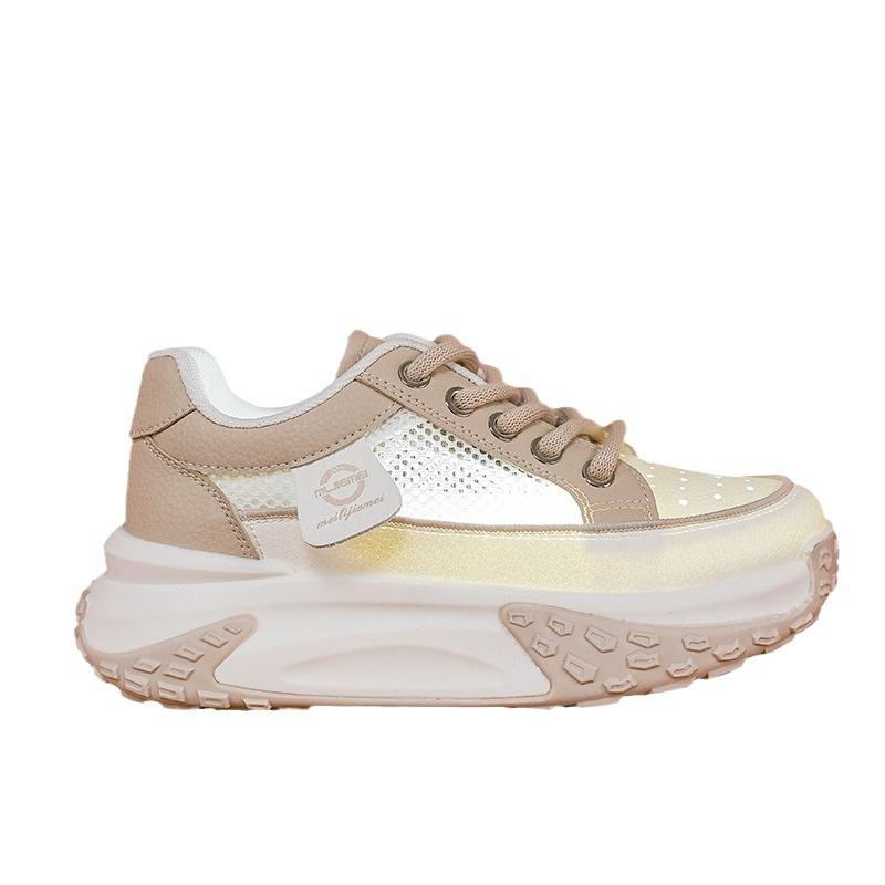 Обувь для папы Женская дышащая сетчатая женская обувь Универсальная летняя модная обувь на толстой подошве Тонкая полая спортивная обувь Увеличивающая рост обувь