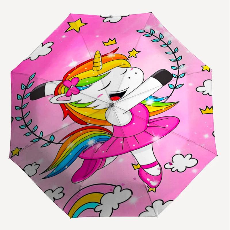 1PC Unicorn Ballet Umbrella-8-Rib Reinforced Portable Folding Travel Suitable for All Seasons Outdoor Daily Use-G363