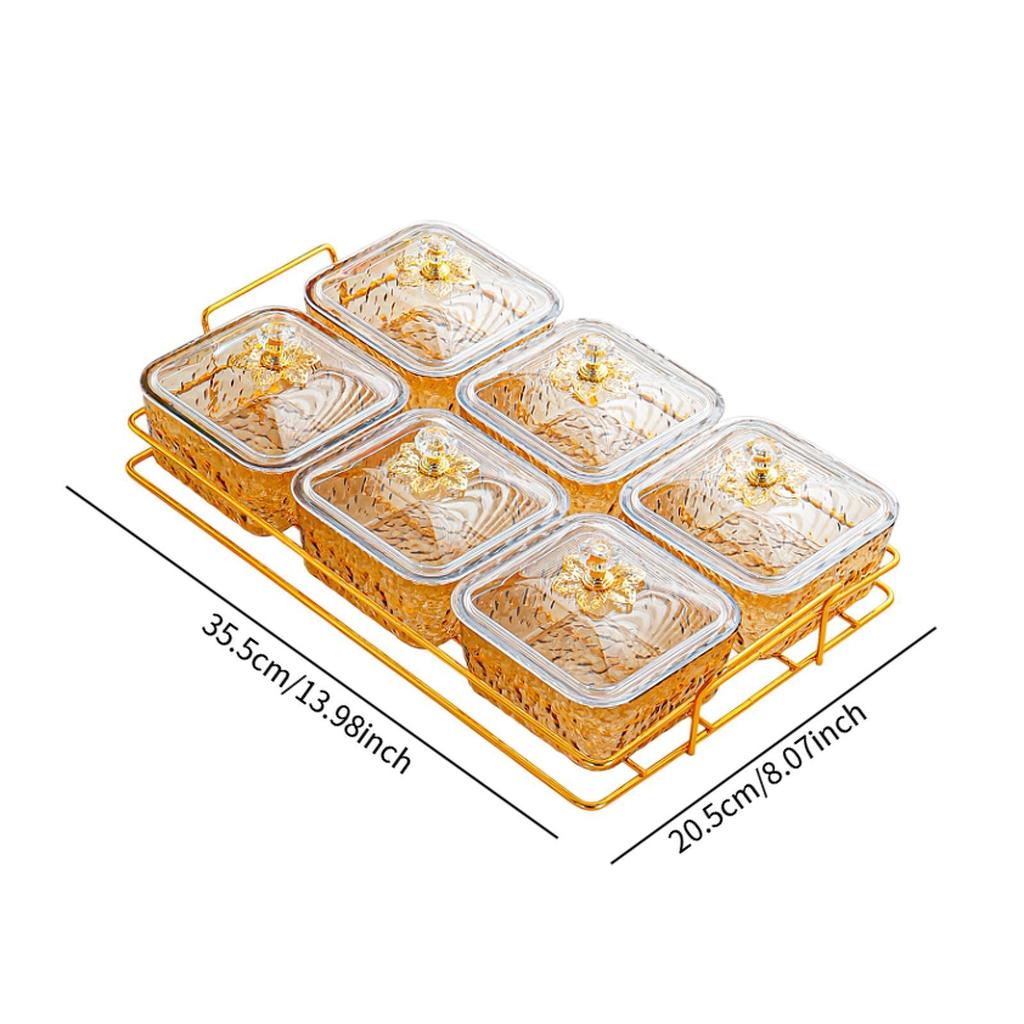 Divided Serving Dishes Divided Fruit Tray Platter Wedding Nuts Plate Dried Fruit Tray with Lid for Candy Fruit Appetizer Nut