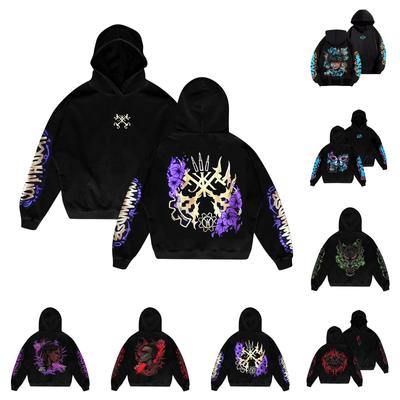 Женская мода O-образный вырез с длинным рукавом и принтом, толстовка с капюшоном