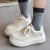 Thick-soled Cowhide Little White Shoes Women's Shoes 2025 New Versatile Sports and Leisure Shoes Heightened Lace-up Lightweight Lace-up Board Shoes