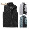 Мужской жилет, пальто с воротником-стойкой, без рукавов, застежка-молния, зимний жилет, верхняя одежда с карманами, однотонное утолщенное хлопковое пальто с подкладкой